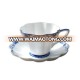 Blue Flower Shape hot sale factory coffee tea porcelain ceramic cups saucers set