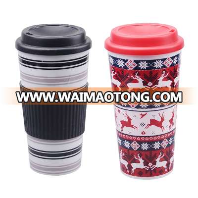 Heat Insulation Keep Hot Custom Plastic Silicone Reusable Coffee Cup