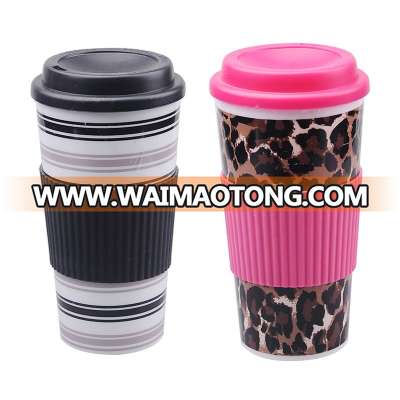 New Style Porcelain Coffee Mug With Lid And Silicon Rubber Sleeve