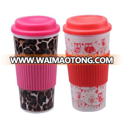 Plastic double wall different types of coffee cups take away with printing