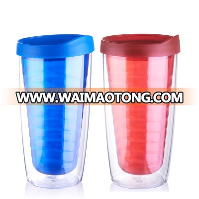 resuable plastic double wall take away coffee cups mugs with lid