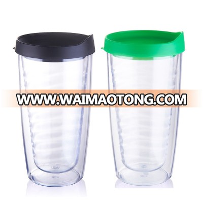 resuable plastic double wall take away coffee cups mugs with lid